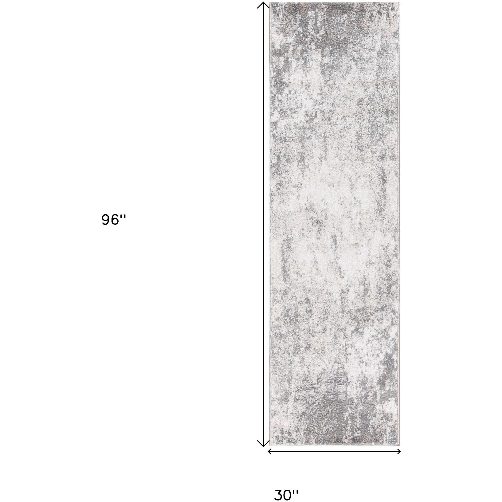 8' Gray and Beige Abstract Power Loom Runner Rug