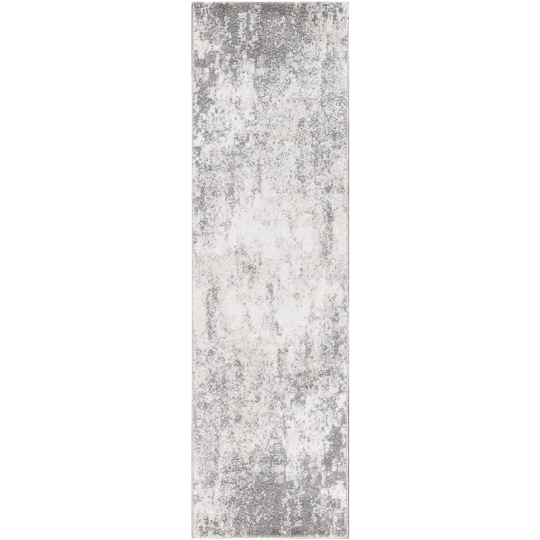 8' Gray and Beige Abstract Power Loom Runner Rug