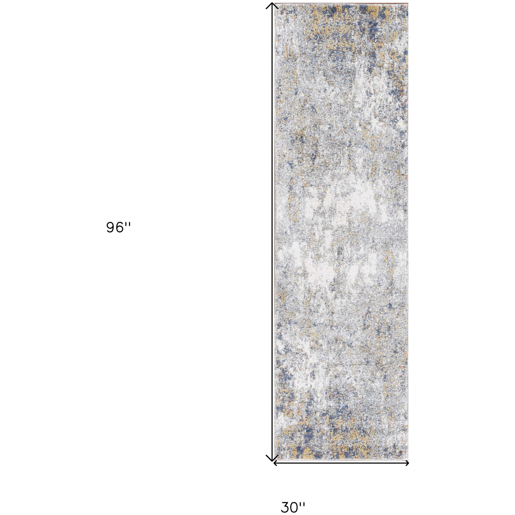 8' Blue and Yellow Abstract Power Loom Runner Rug