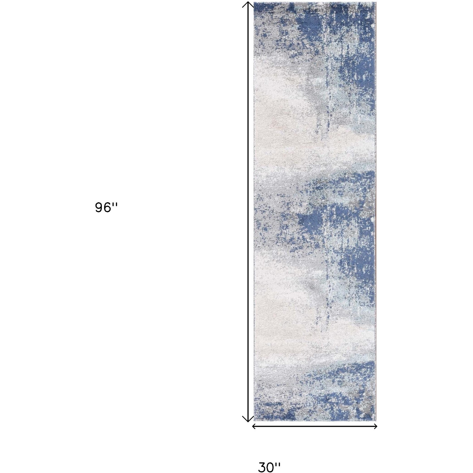 8' Blue and Gray Abstract Power Loom Runner Rug