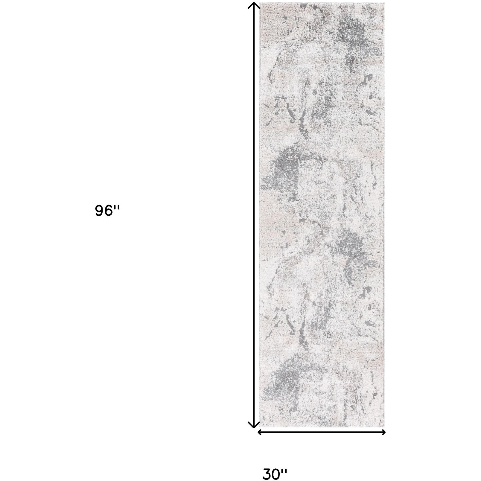 8' Gray and Beige Abstract Power Loom Runner Rug