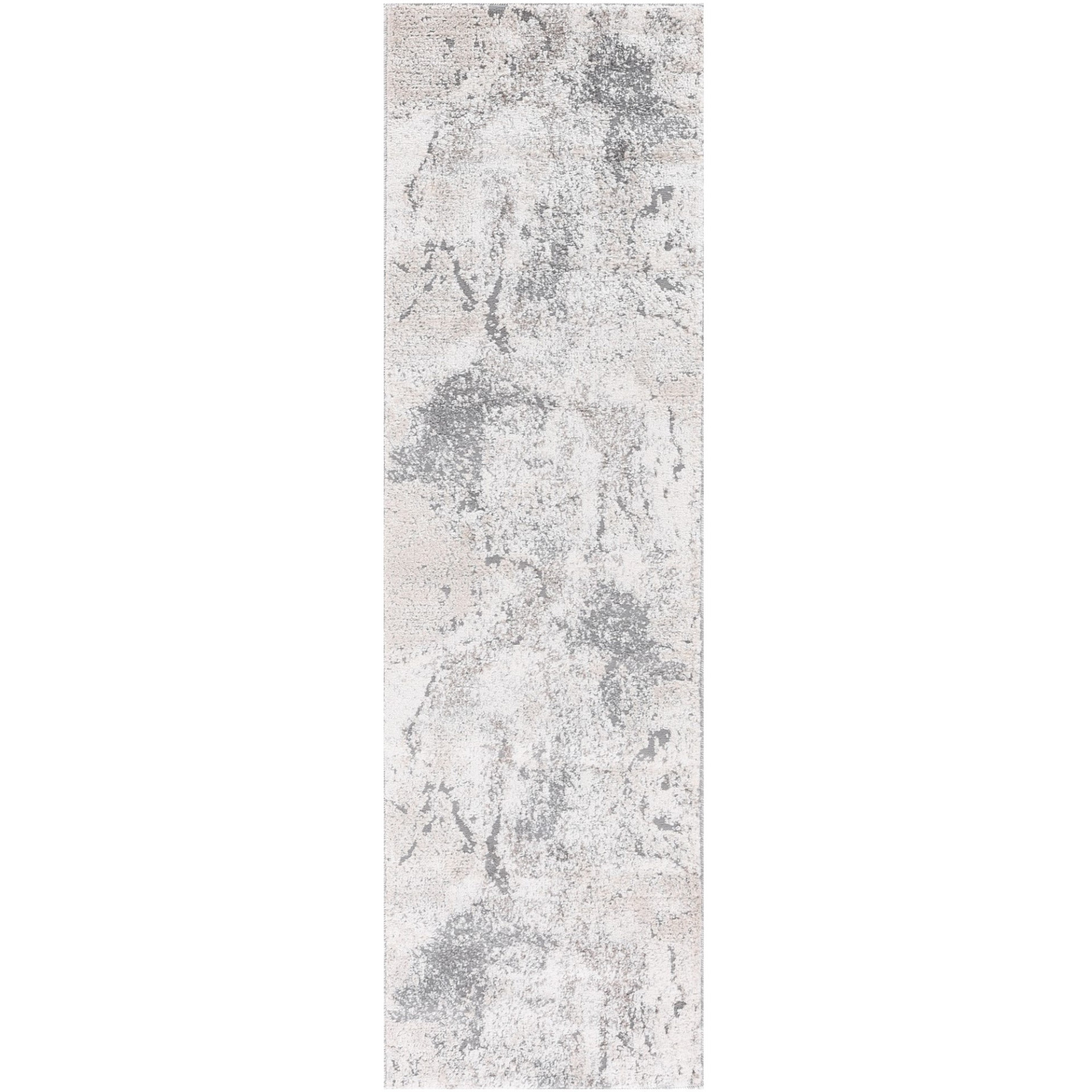 8' Gray and Beige Abstract Power Loom Runner Rug