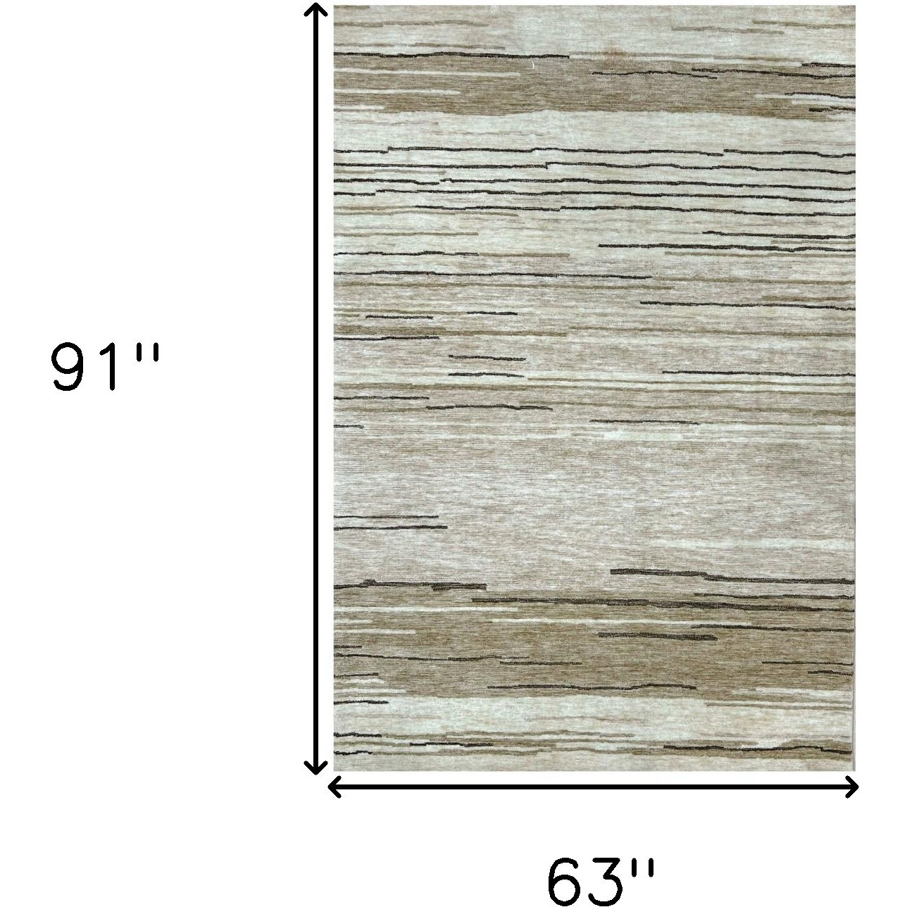 5' X 8' Beige and Brown Abstract Power Loom Distressed Area Rug