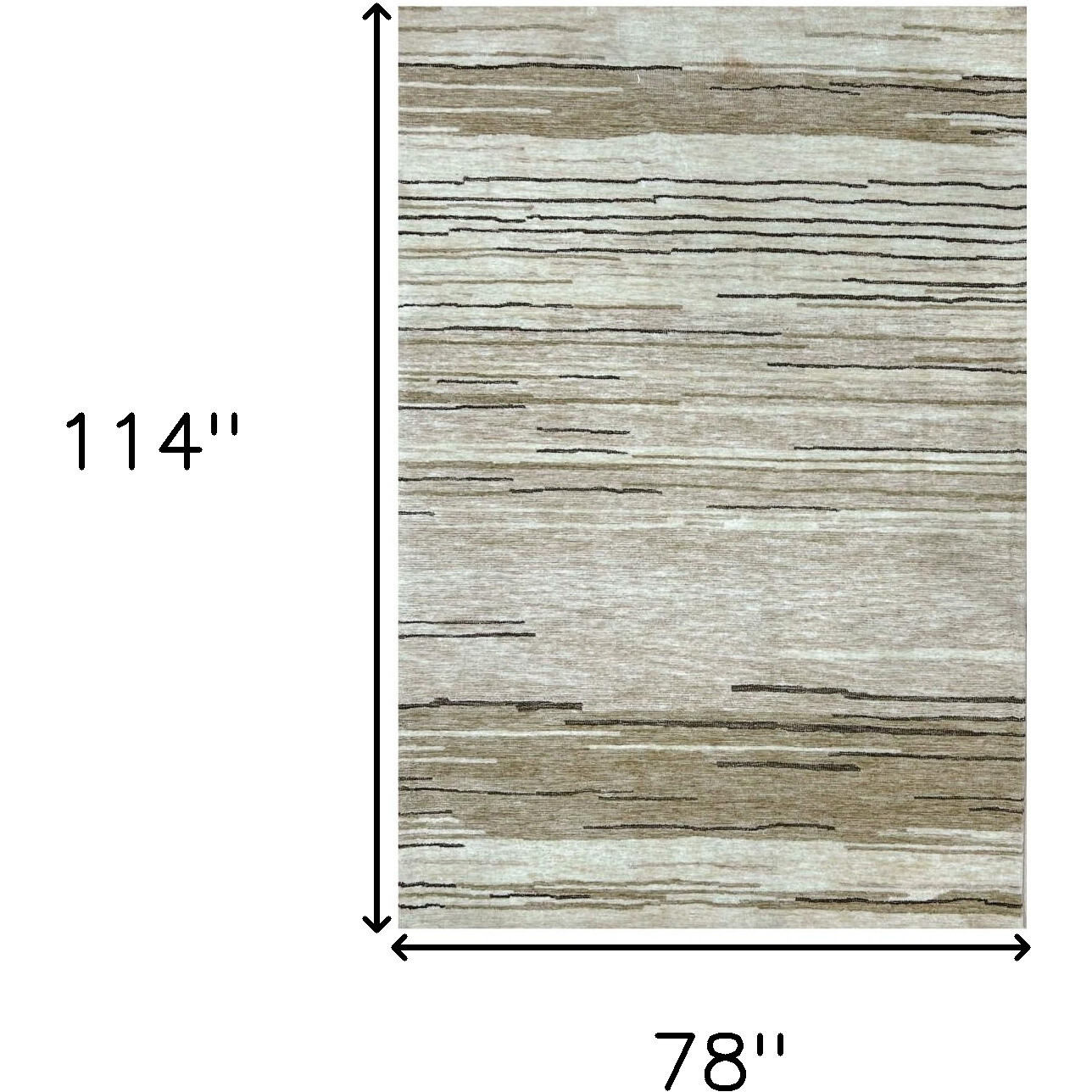 7' X 10' Beige and Brown Abstract Power Loom Distressed Area Rug