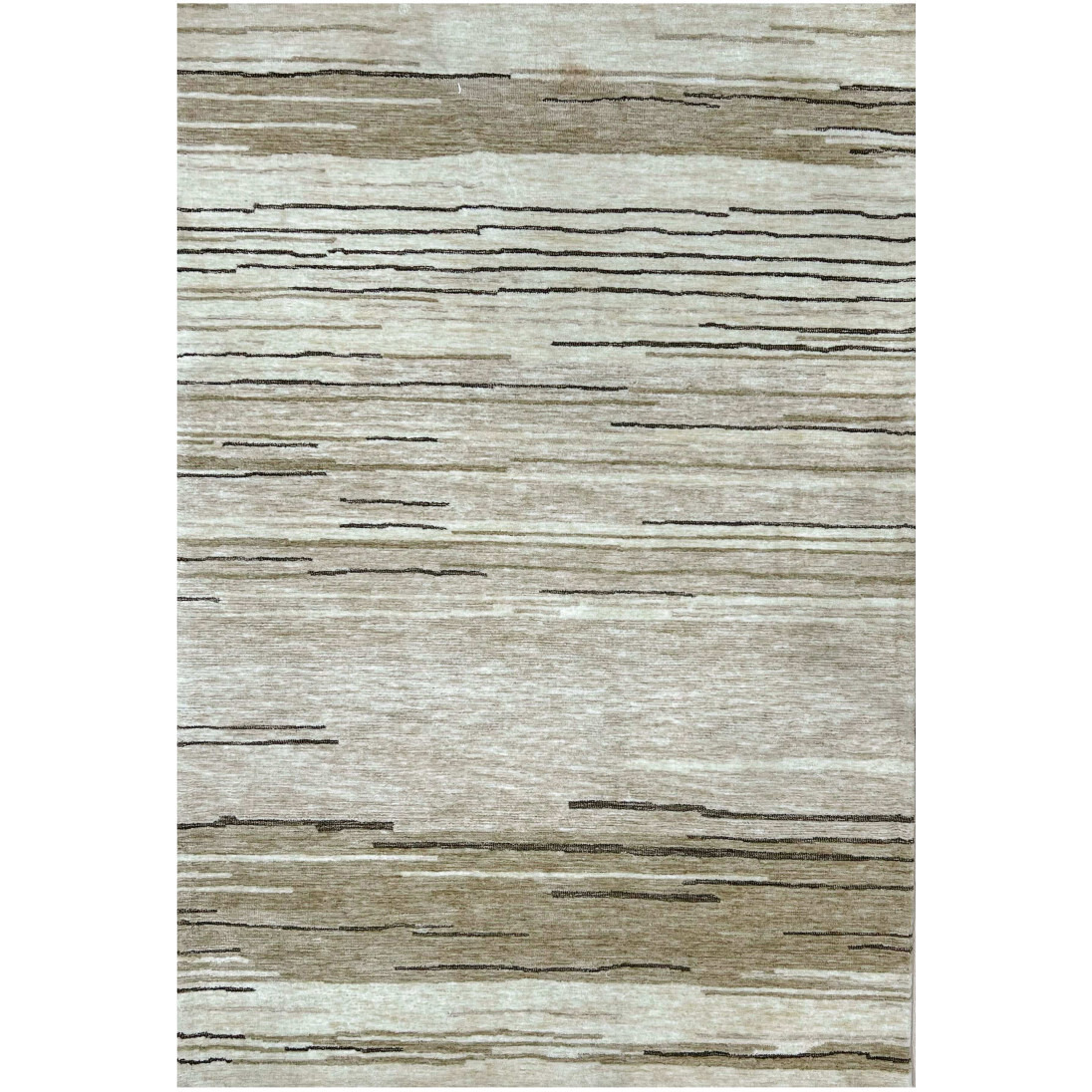 8' X 11' Beige and Brown Abstract Power Loom Distressed Area Rug