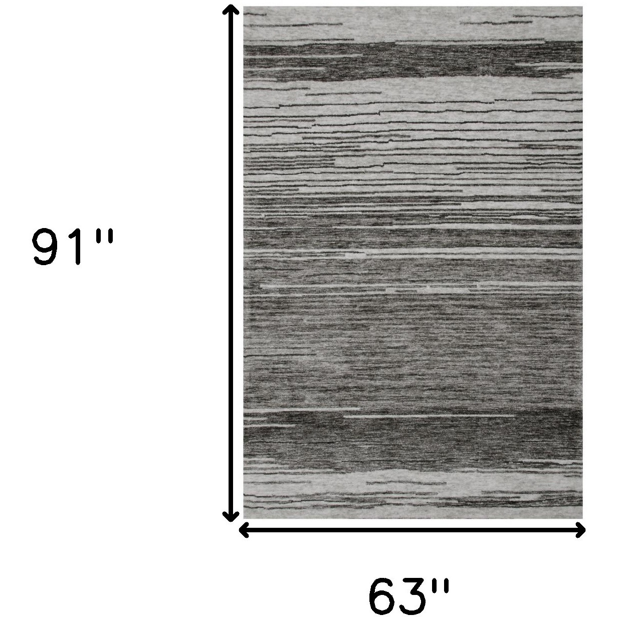 5' X 8' Gray and Black Abstract Power Loom Distressed Area Rug