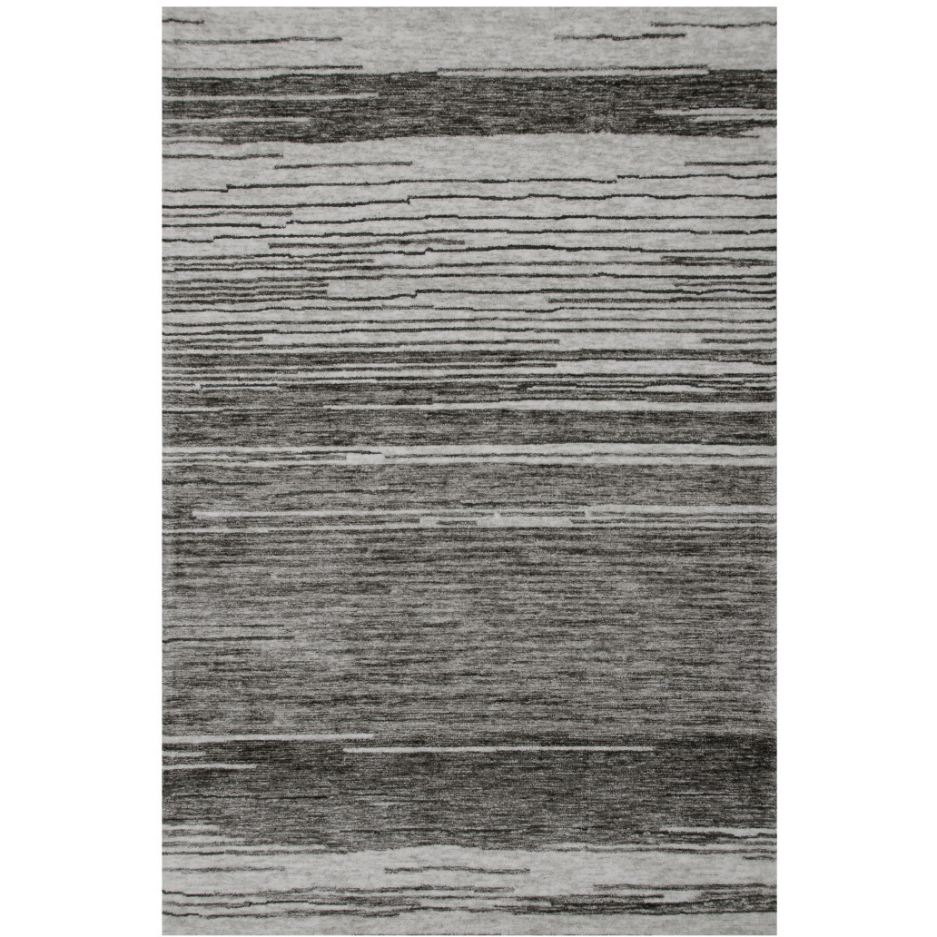 5' X 8' Gray and Black Abstract Power Loom Distressed Area Rug