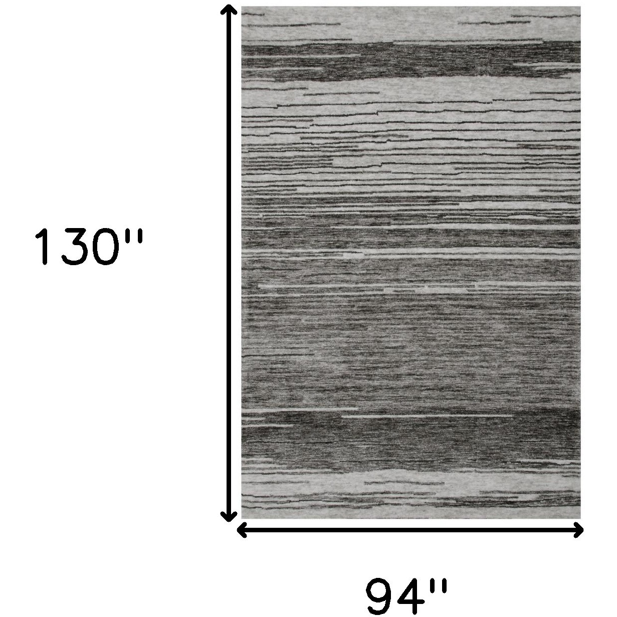 8' X 11' Gray and Black Abstract Power Loom Distressed Area Rug