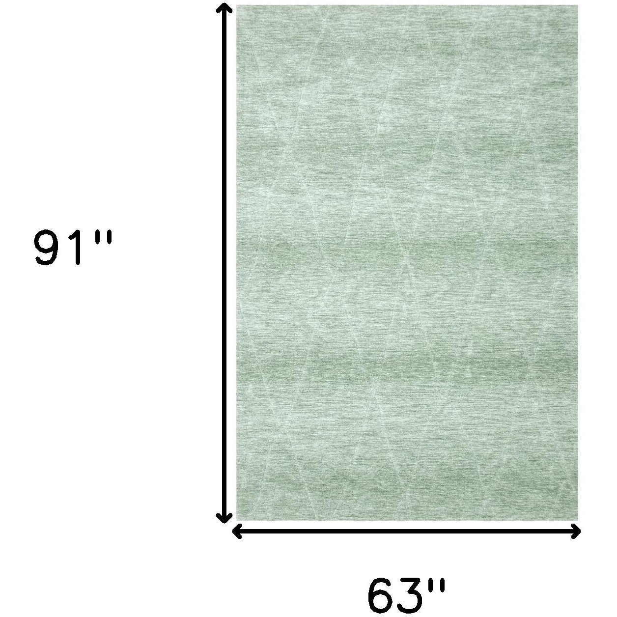 5' X 8' Green and Ivory Geometric Power Loom Distressed Area Rug