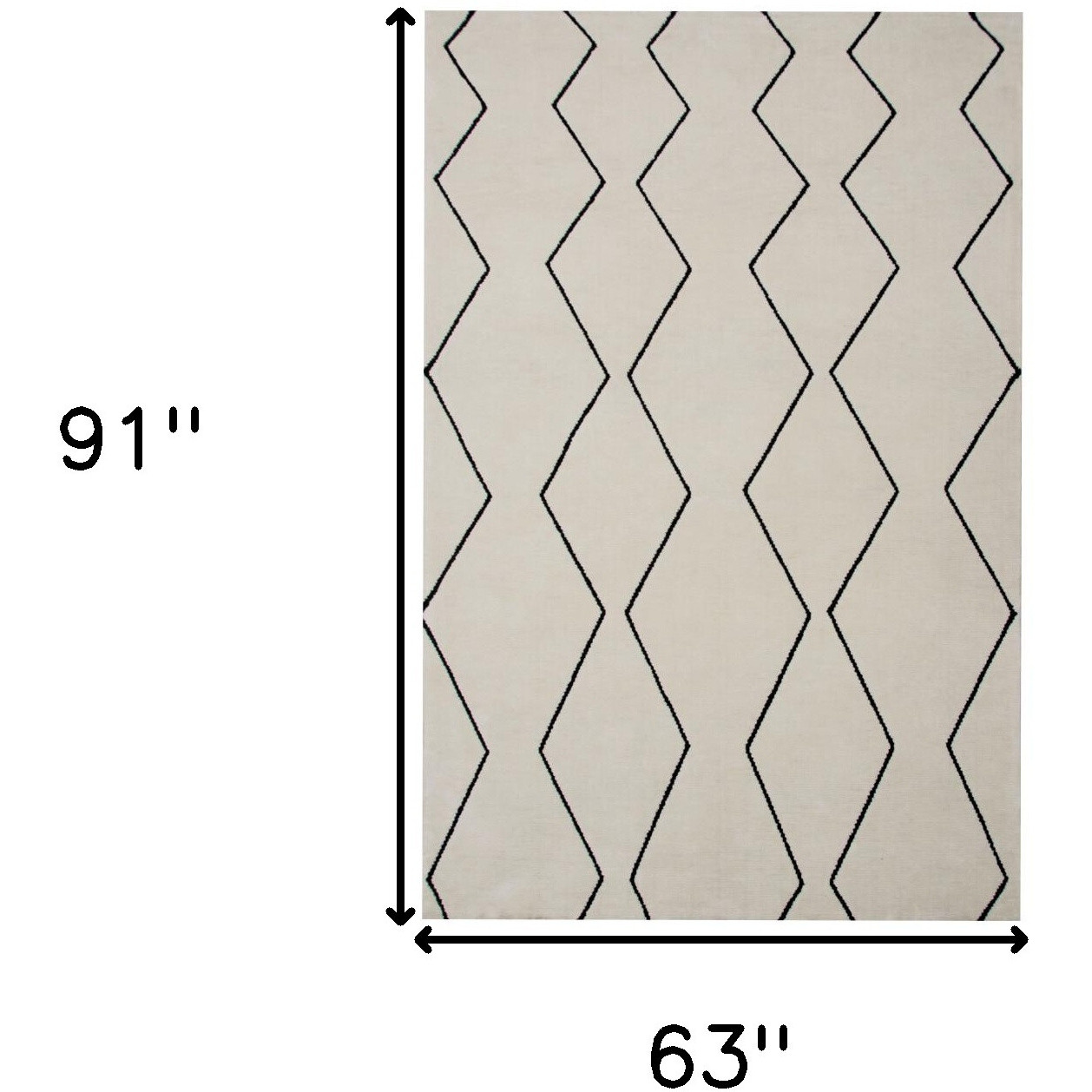 5' X 8' Beige and Black Geometric Power Loom Distressed Area Rug