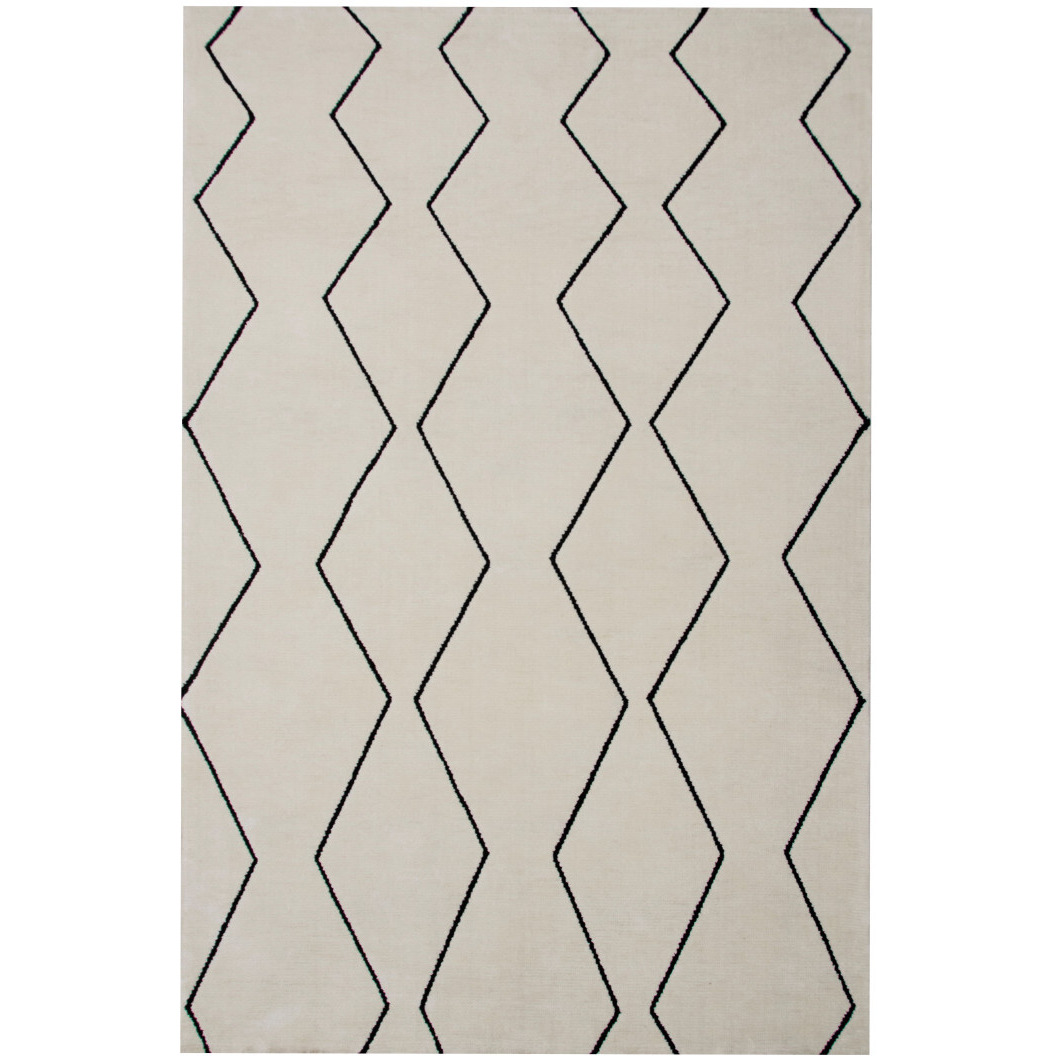 7' X 10' Beige and Black Geometric Power Loom Distressed Area Rug