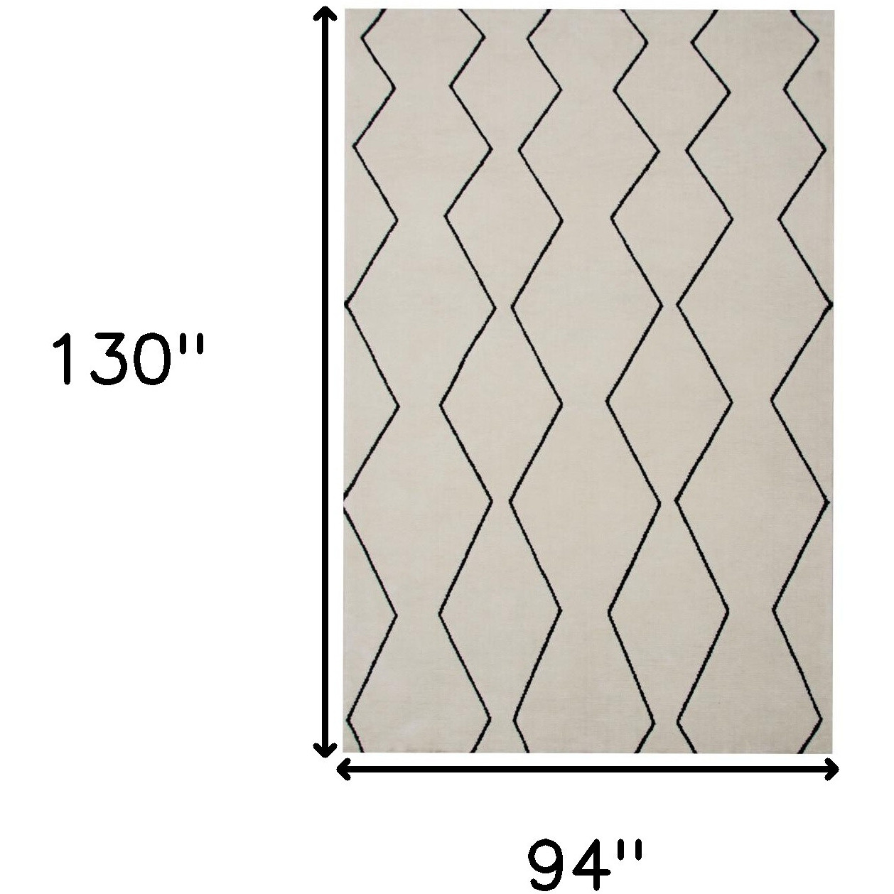 8' X 11' Beige and Black Geometric Power Loom Distressed Area Rug