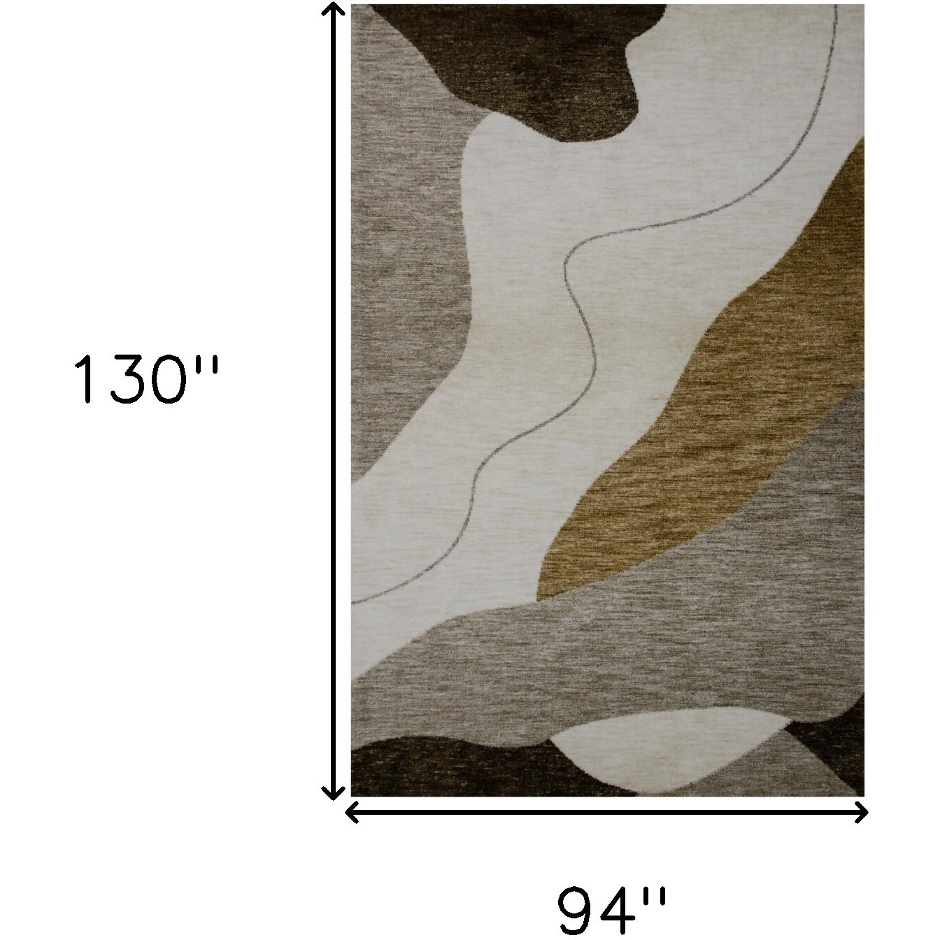 8' X 11' Beige and Brown Abstract Power Loom Distressed Area Rug