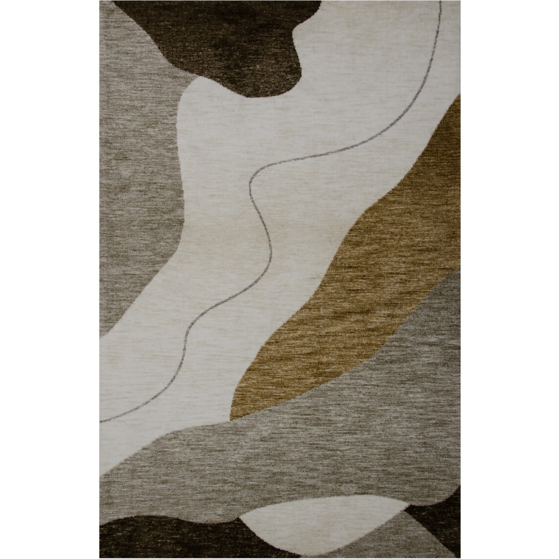 8' X 11' Beige and Brown Abstract Power Loom Distressed Area Rug