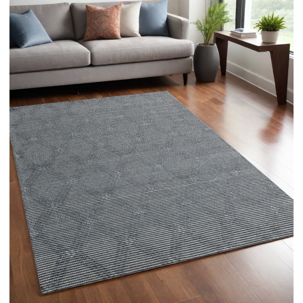 5' X 8' Gray and Ivory Geometric Hand Woven Non Skid Area Rug
