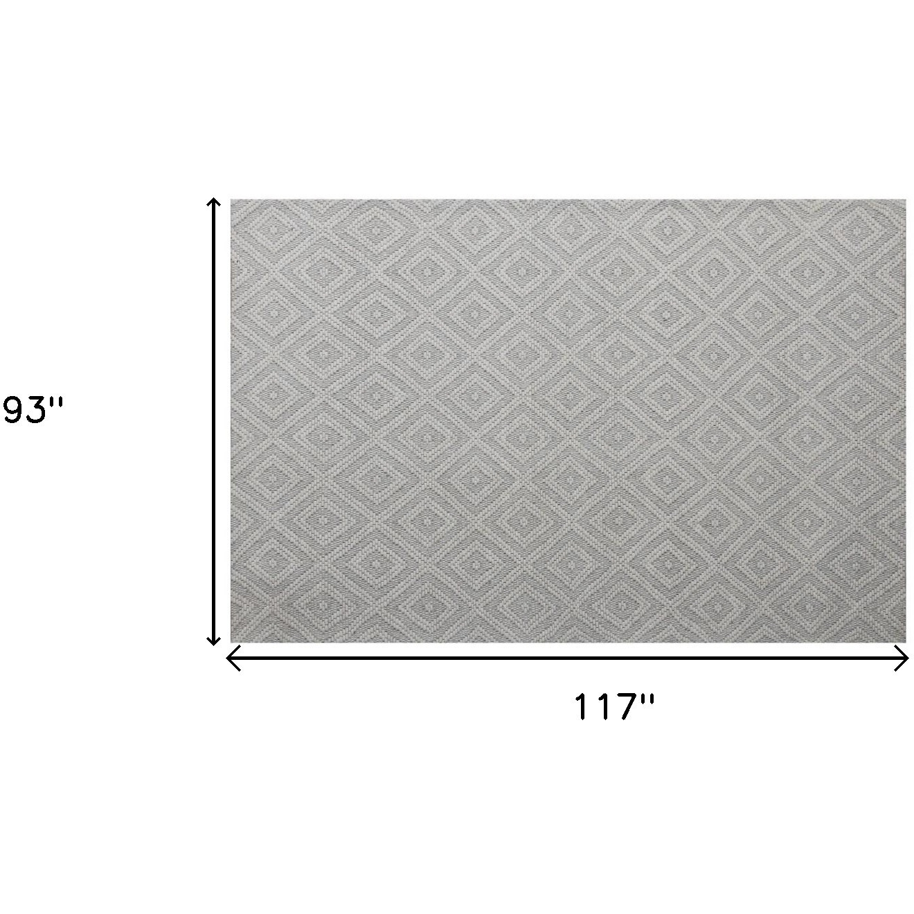 8' X 10' Gray and Ivory Geometric Hand Woven Non Skid Area Rug