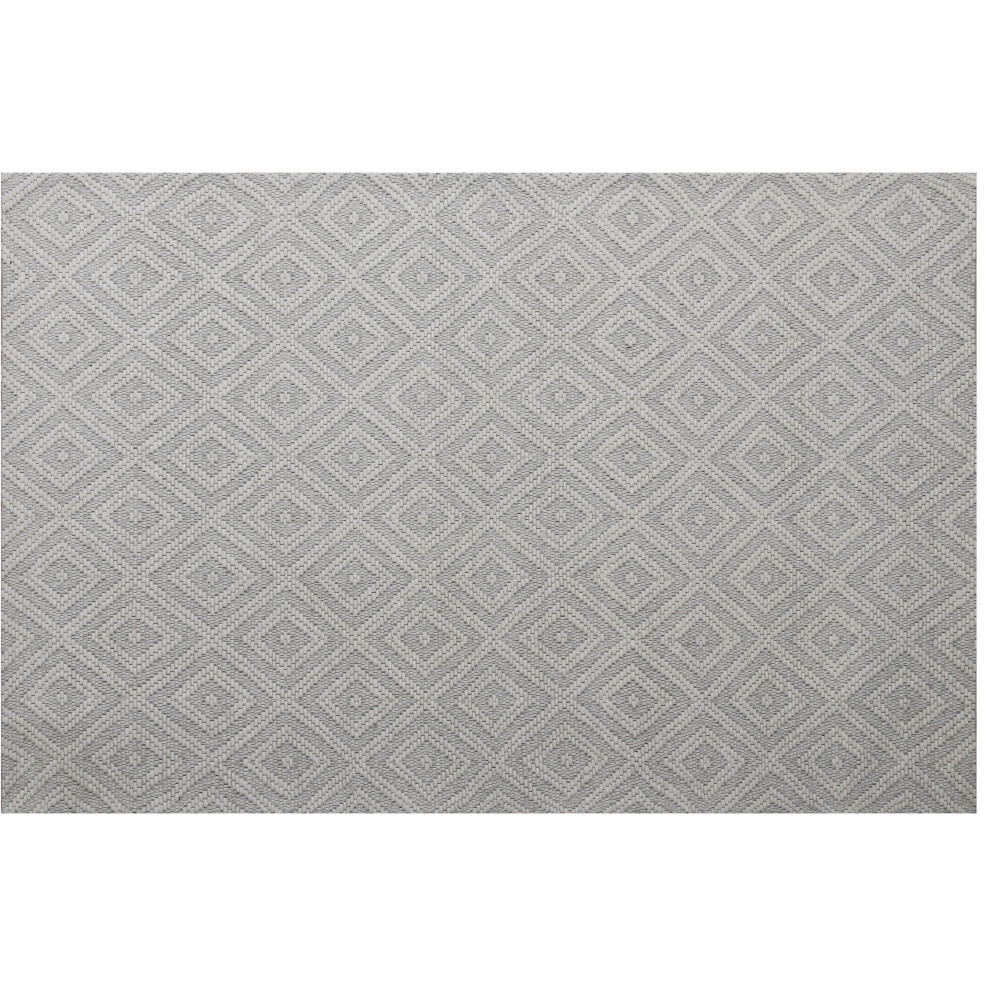 8' X 10' Gray and Ivory Geometric Hand Woven Non Skid Area Rug