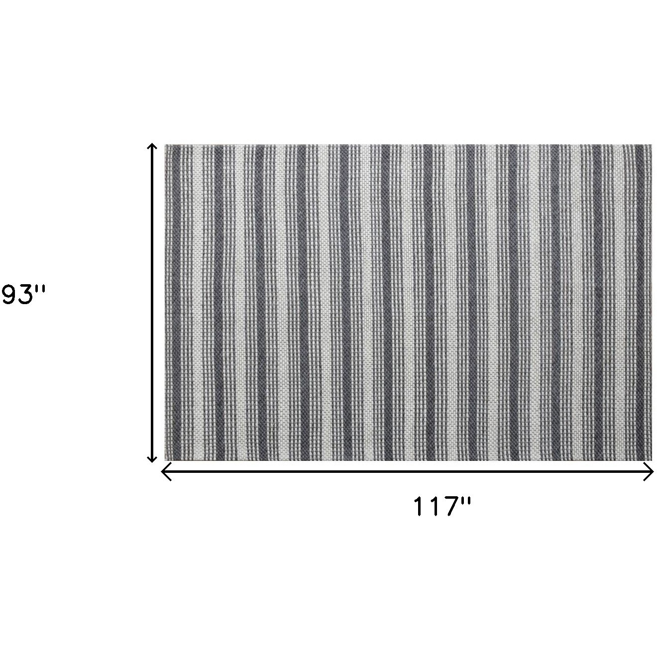 8' X 10' Gray and Ivory Striped Hand Woven Non Skid Area Rug