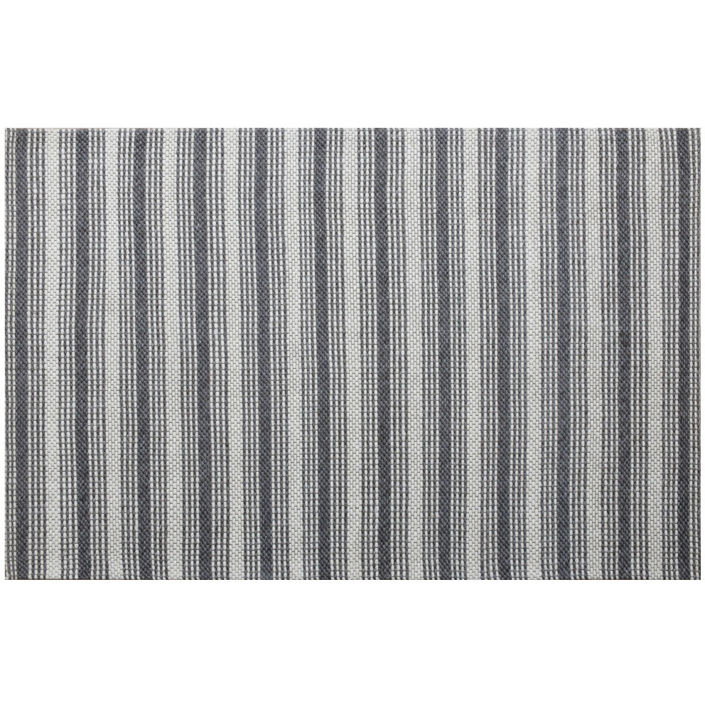 8' X 10' Gray and Ivory Striped Hand Woven Non Skid Area Rug