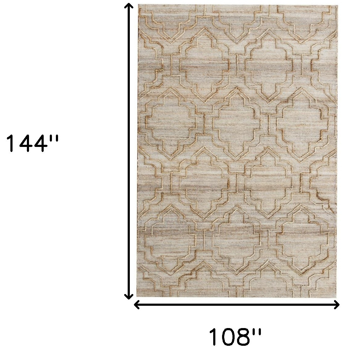 9' X 12' Brown and Ivory Trellis Hand Woven Non Skid Area Rug