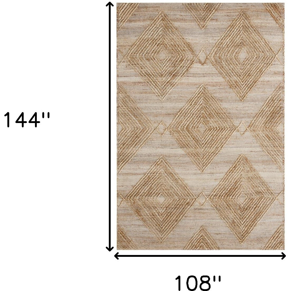 9' X 12' Brown and Ivory Geometric Hand Woven Non Skid Area Rug