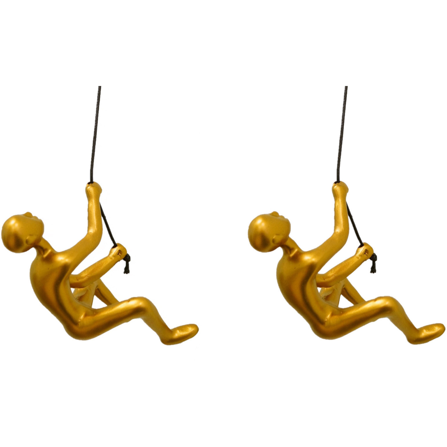 Set of Two 6" Gold Resin Unique Climbing Men Wall Decor