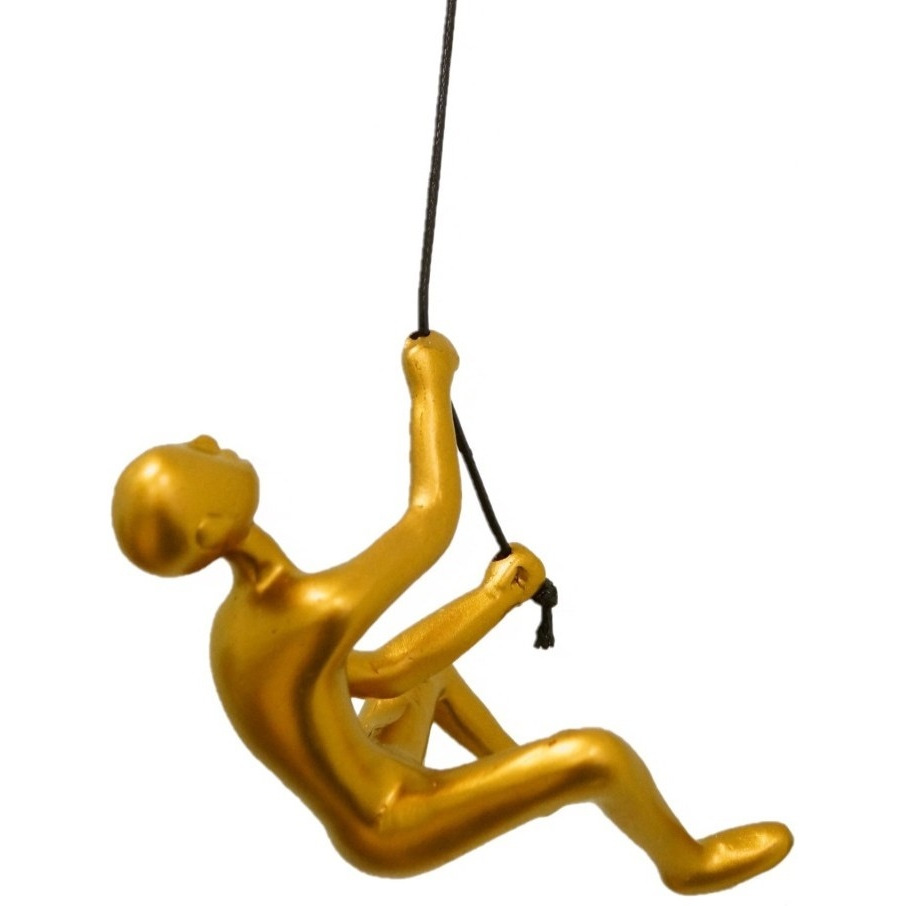 Set of Two 6" Gold Resin Unique Climbing Men Wall Decor