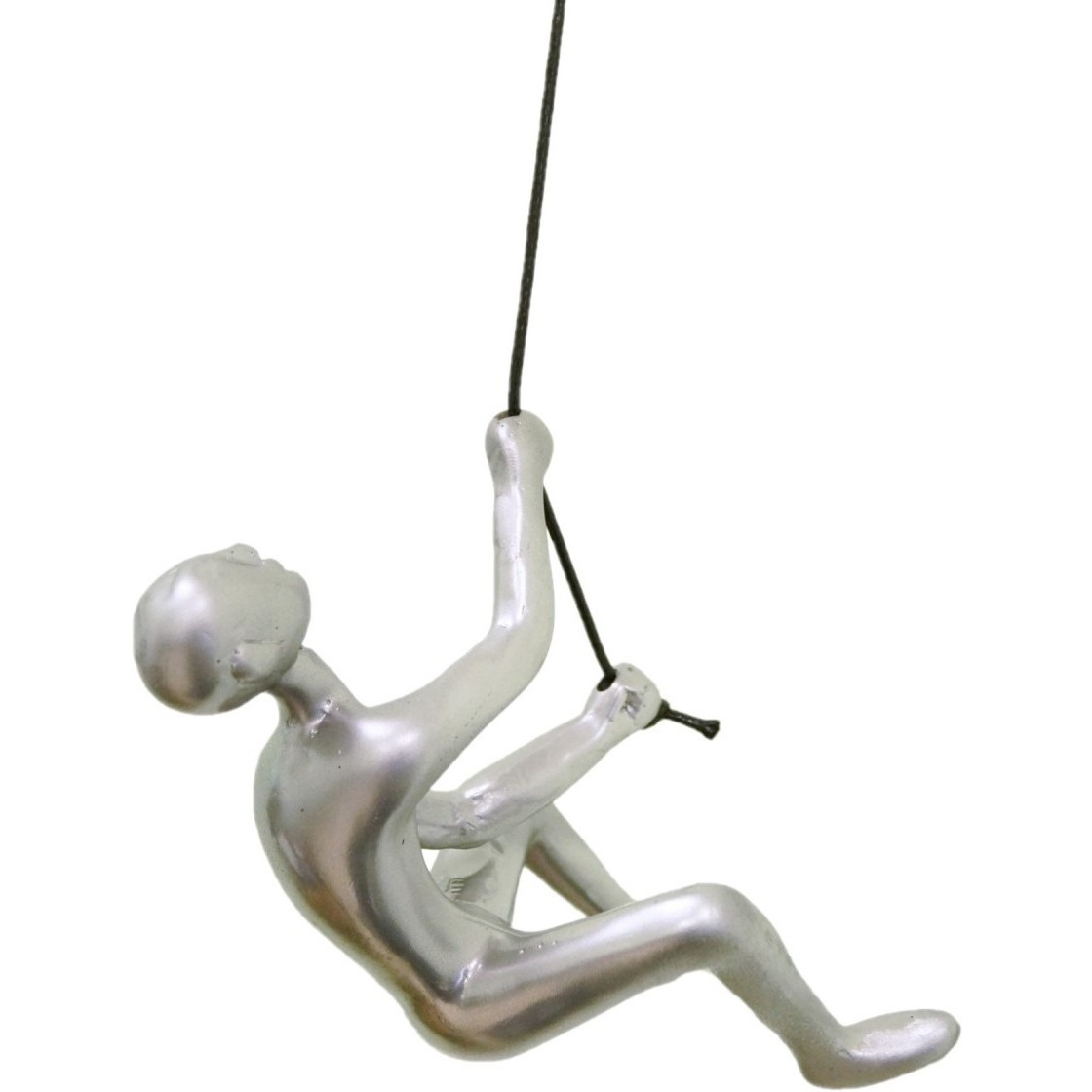 Set of Two 6" Silver Unique Climbing Man With Rope Wall Art
