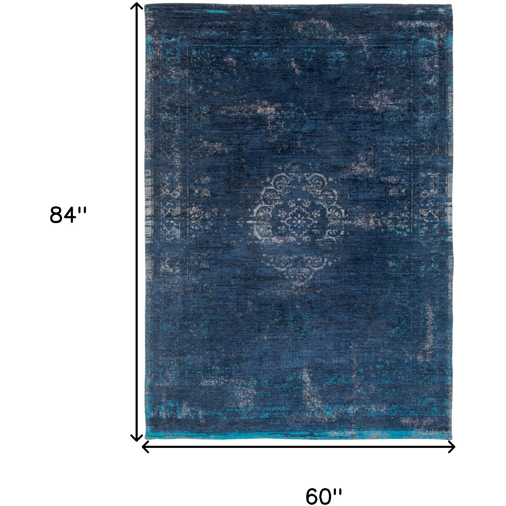 6' X 8' Blue and Gray Medallion Non Skid Area Rug