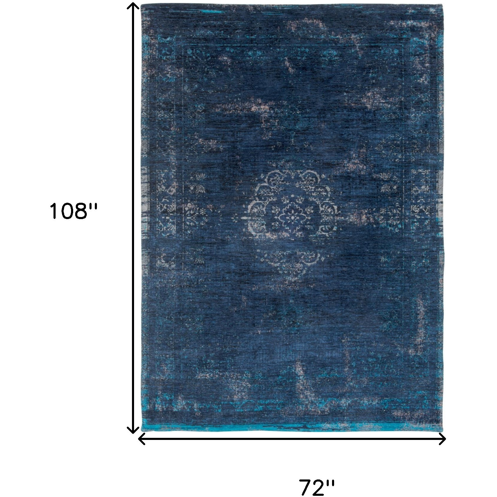 7' X 9' Blue and Gray Medallion Non Skid Area Rug