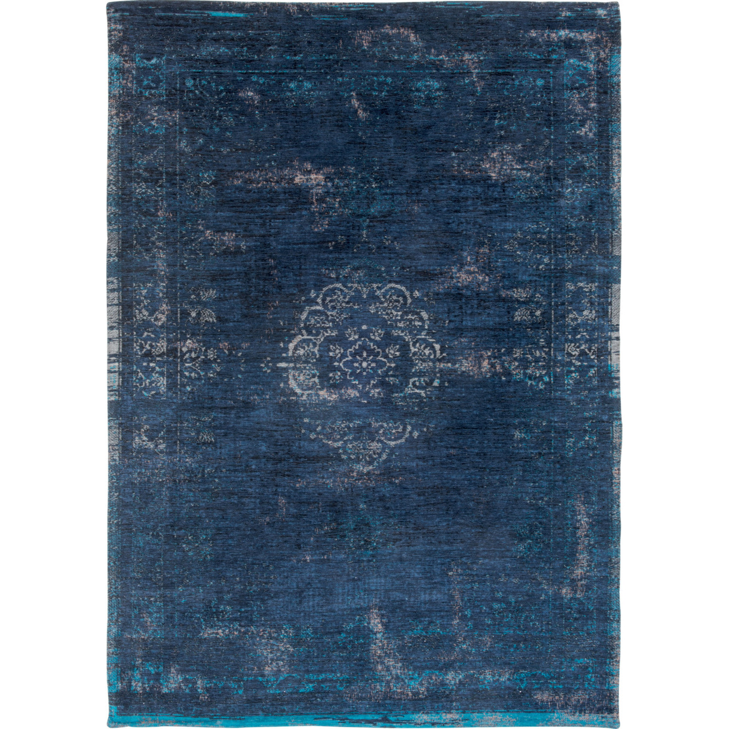 7' X 9' Blue and Gray Medallion Non Skid Area Rug