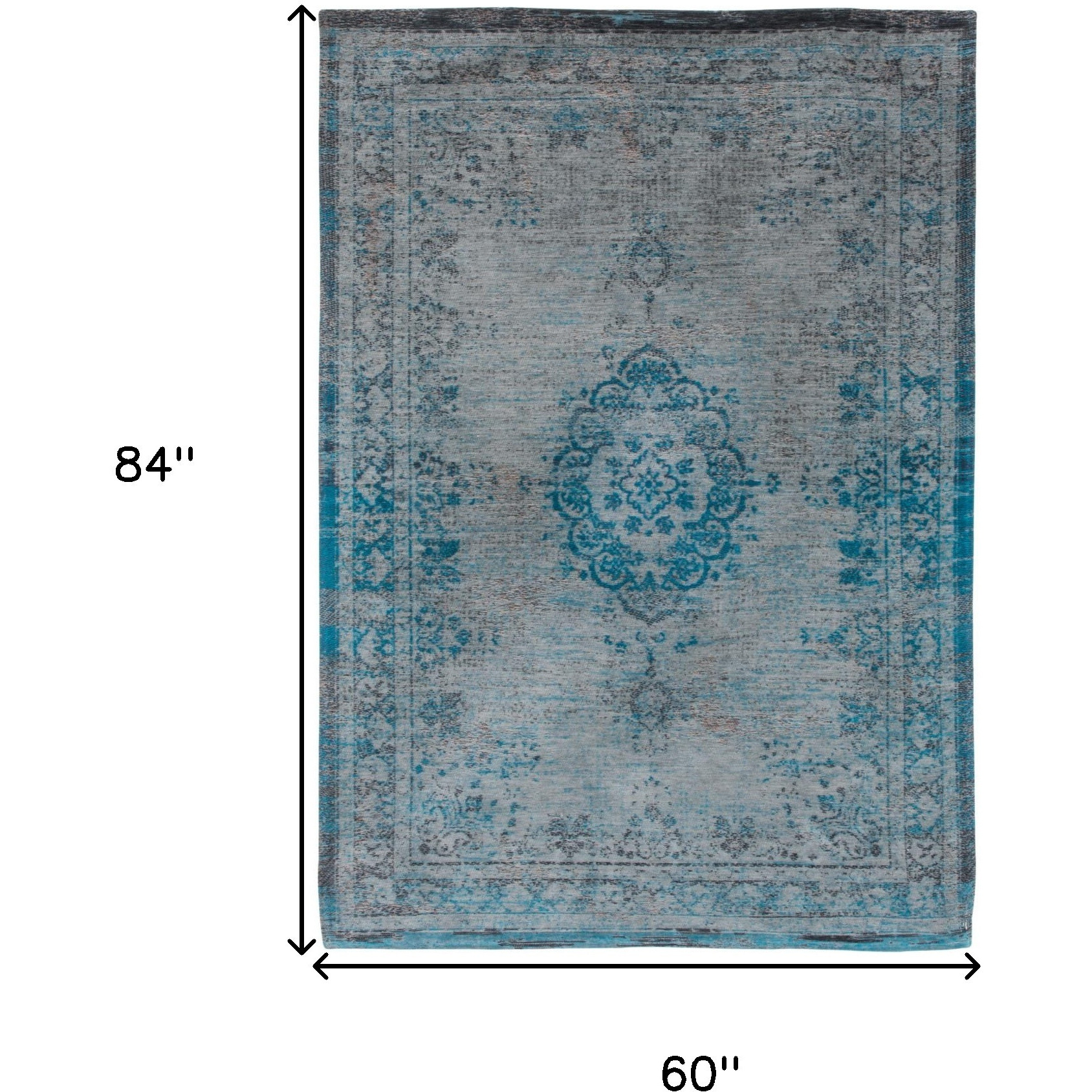 6' X 8' Gray and Green Medallion Non Skid Area Rug
