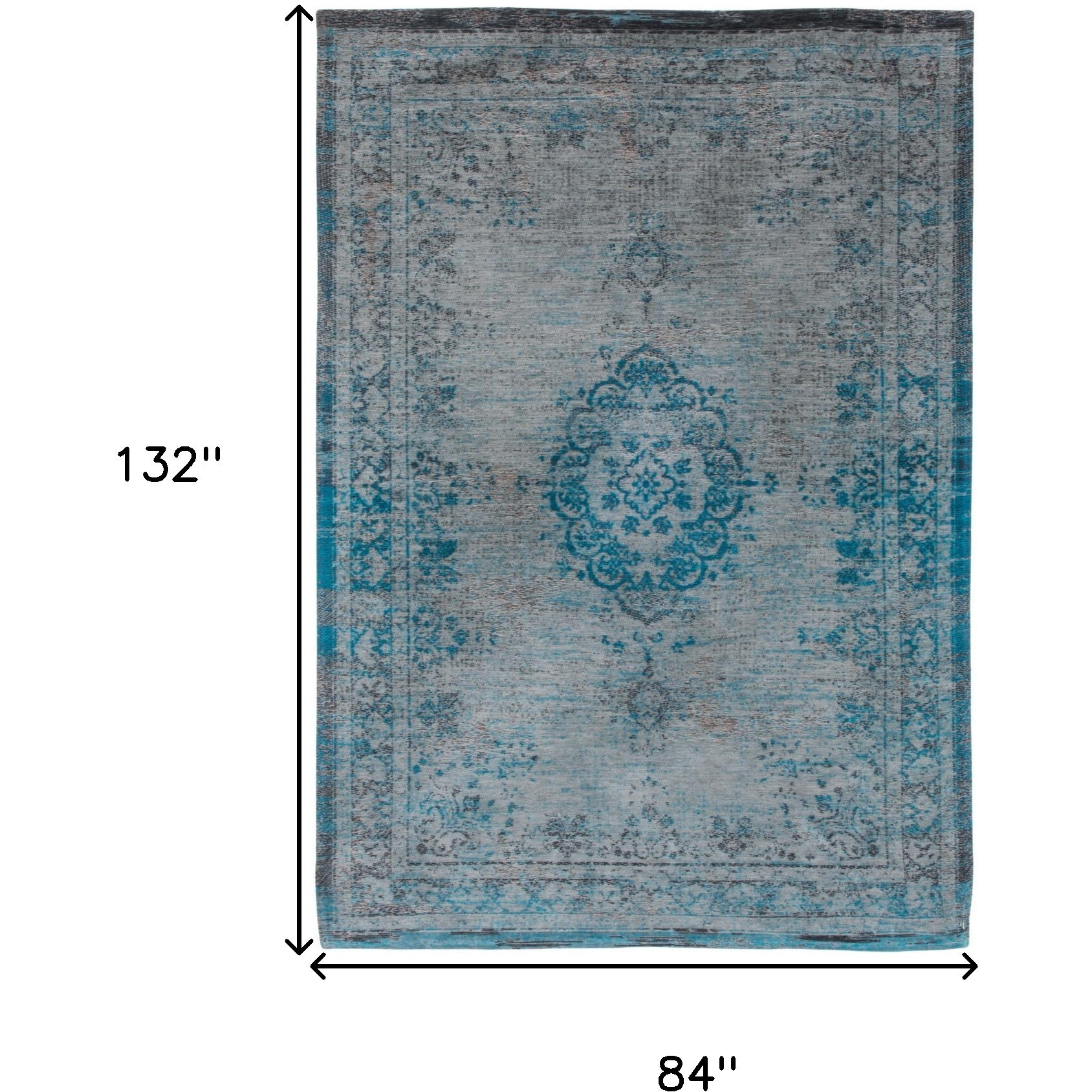 8' X 11' Gray and Green Medallion Non Skid Area Rug