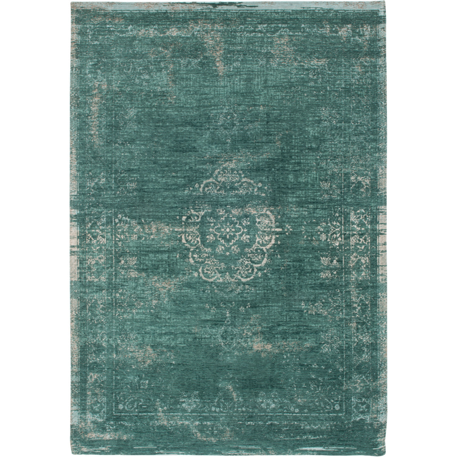 3' X 5' Gray and Green Medallion Non Skid Area Rug