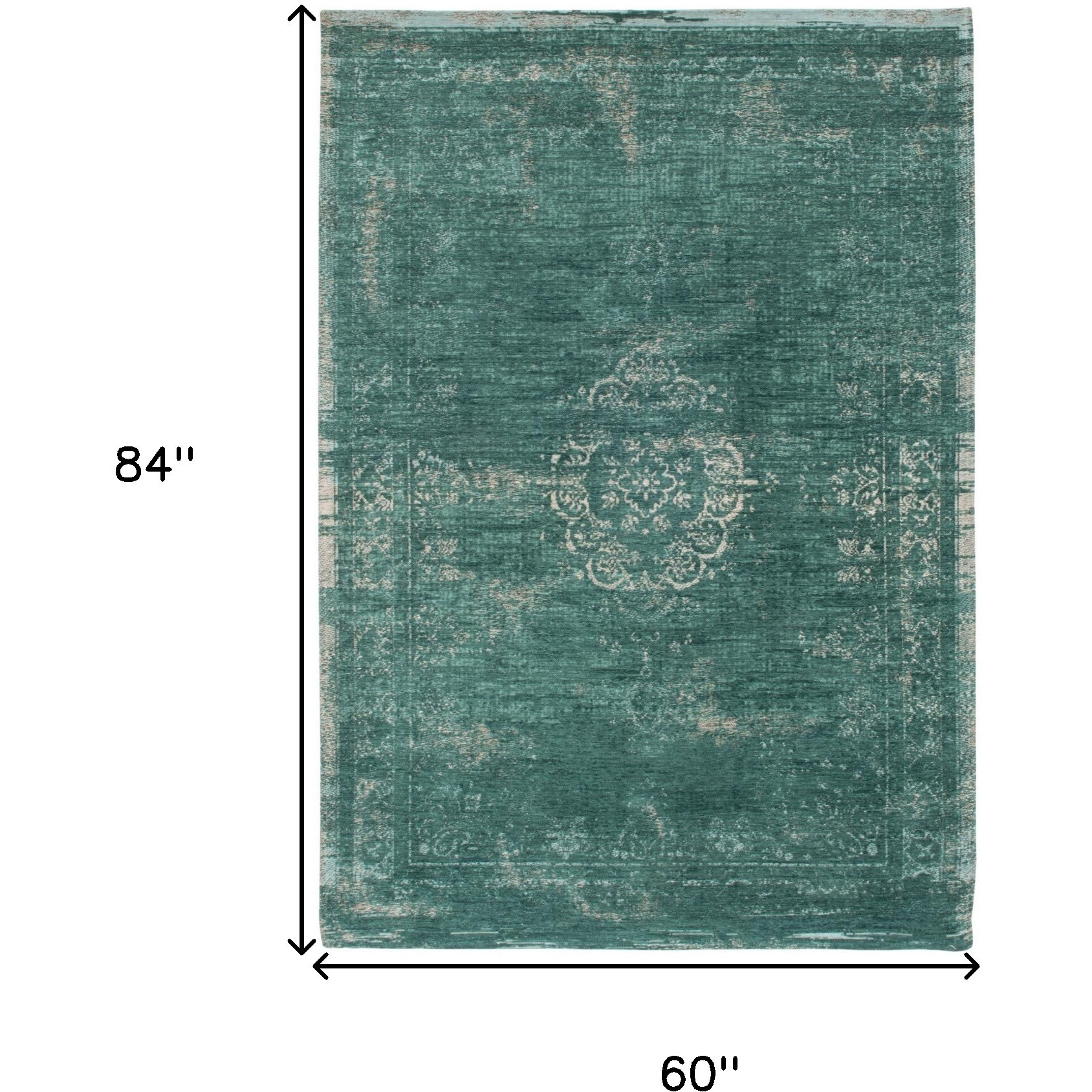 6' X 8' Gray and Green Medallion Non Skid Area Rug