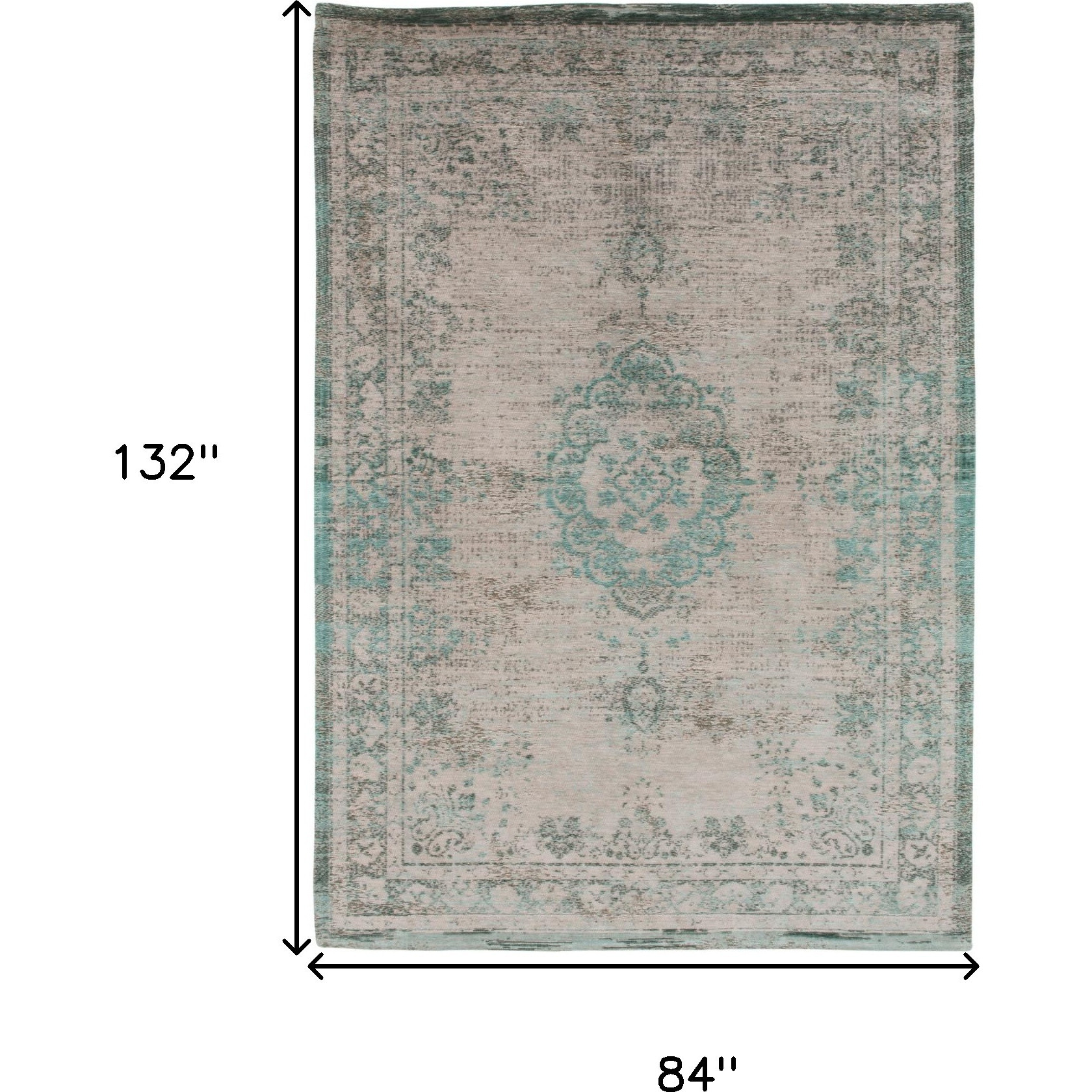 8' X 11' Gray and Green Medallion Non Skid Area Rug