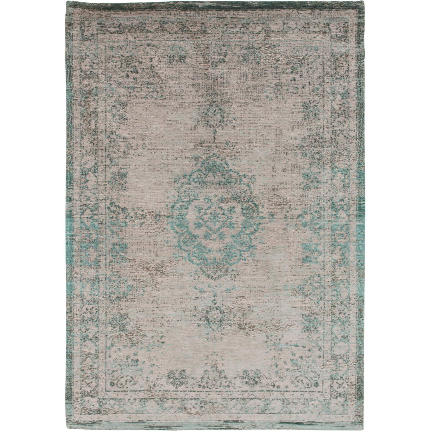 8' X 11' Gray and Green Medallion Non Skid Area Rug