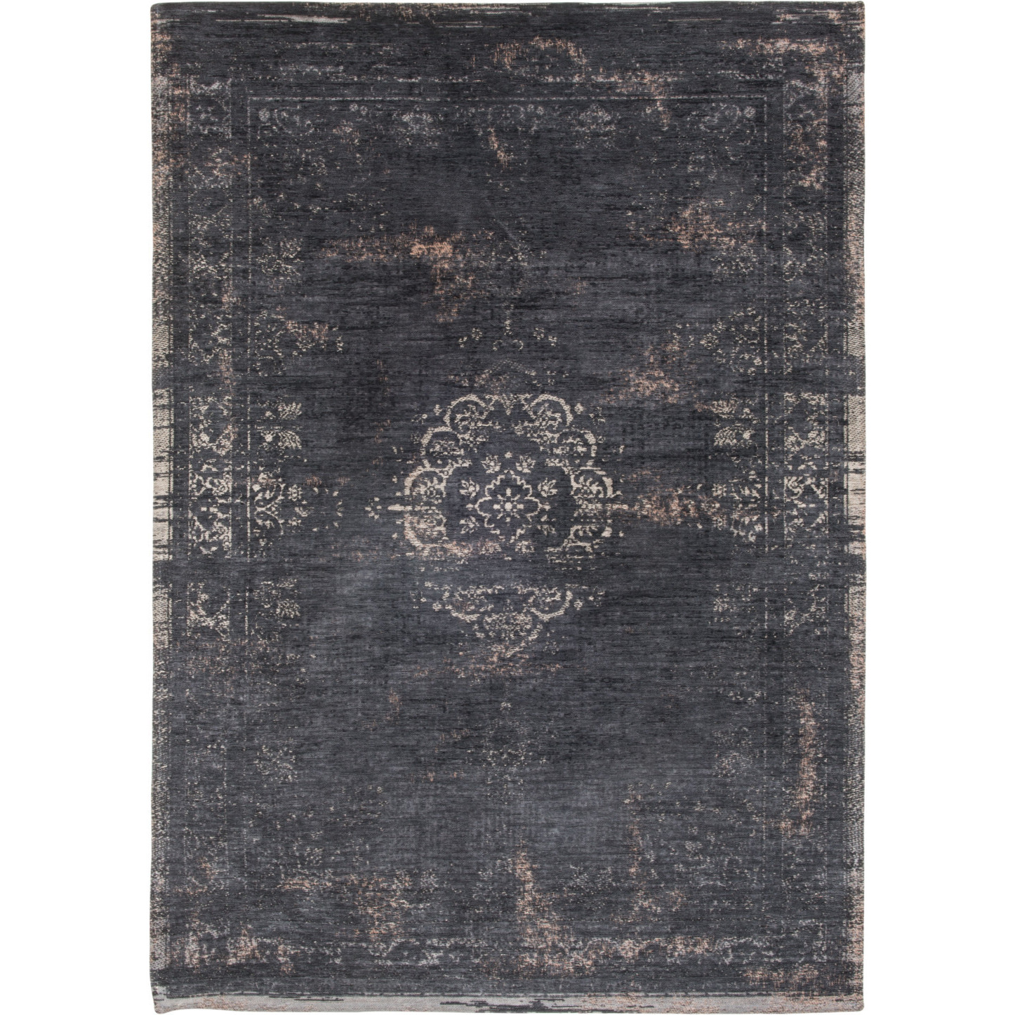 6' X 8' Gray and Black Medallion Non Skid Area Rug