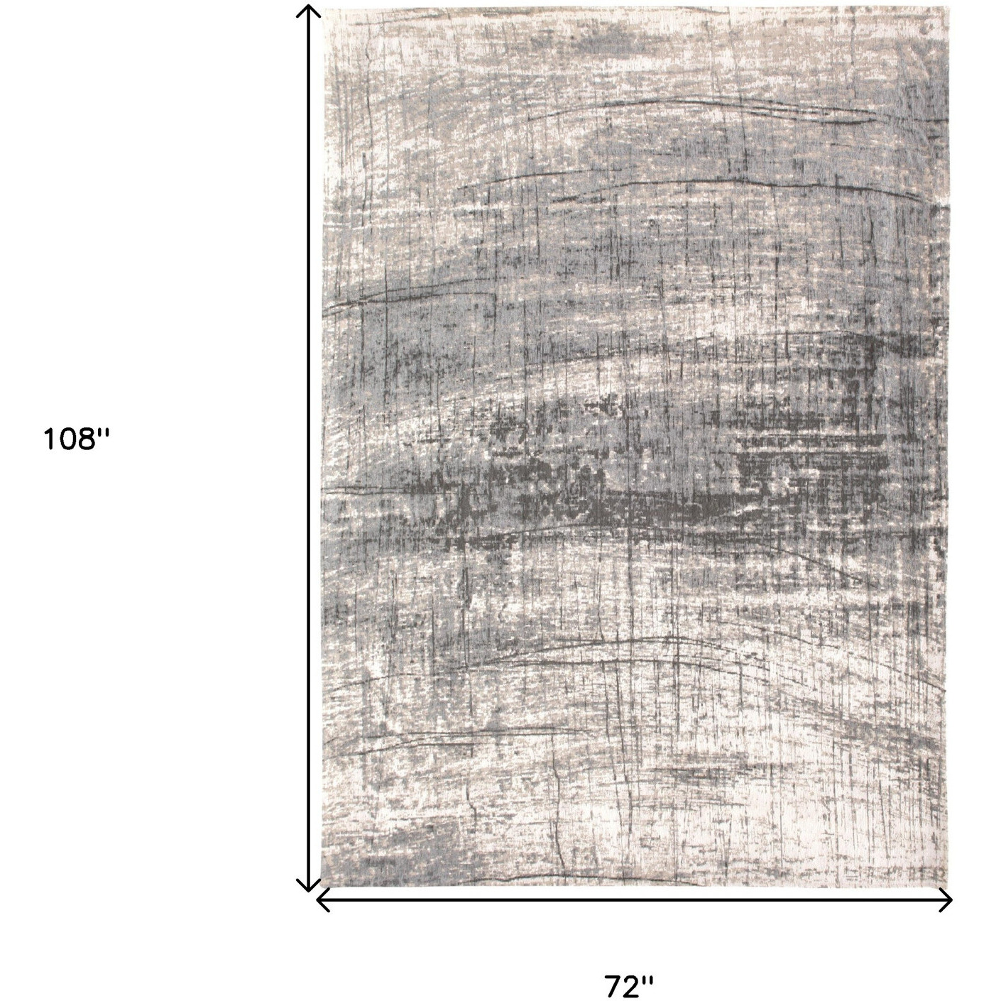 7' X 9' Gray and White Abstract Non Skid Area Rug