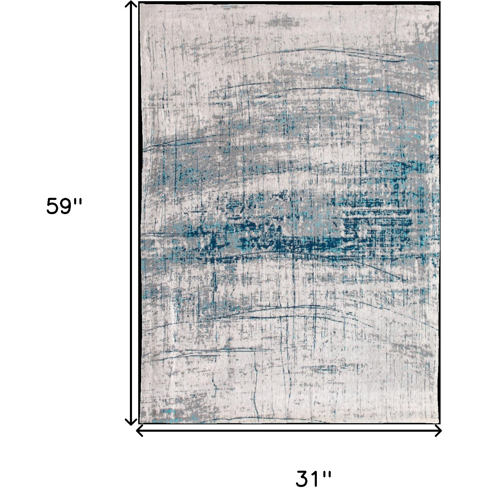 3' X 5' Blue and Gray Abstract Non Skid Area Rug