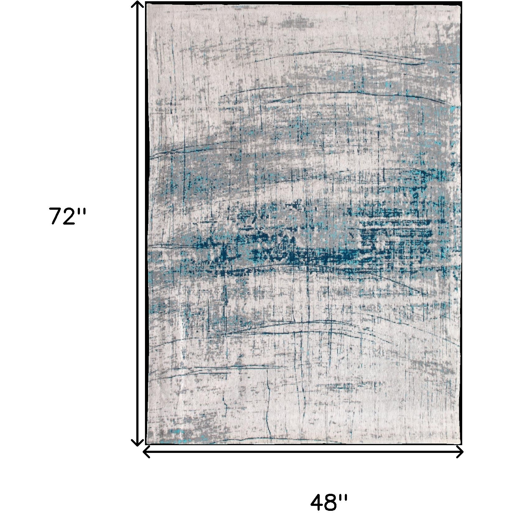 5' X 7' Blue and Gray Abstract Non Skid Area Rug