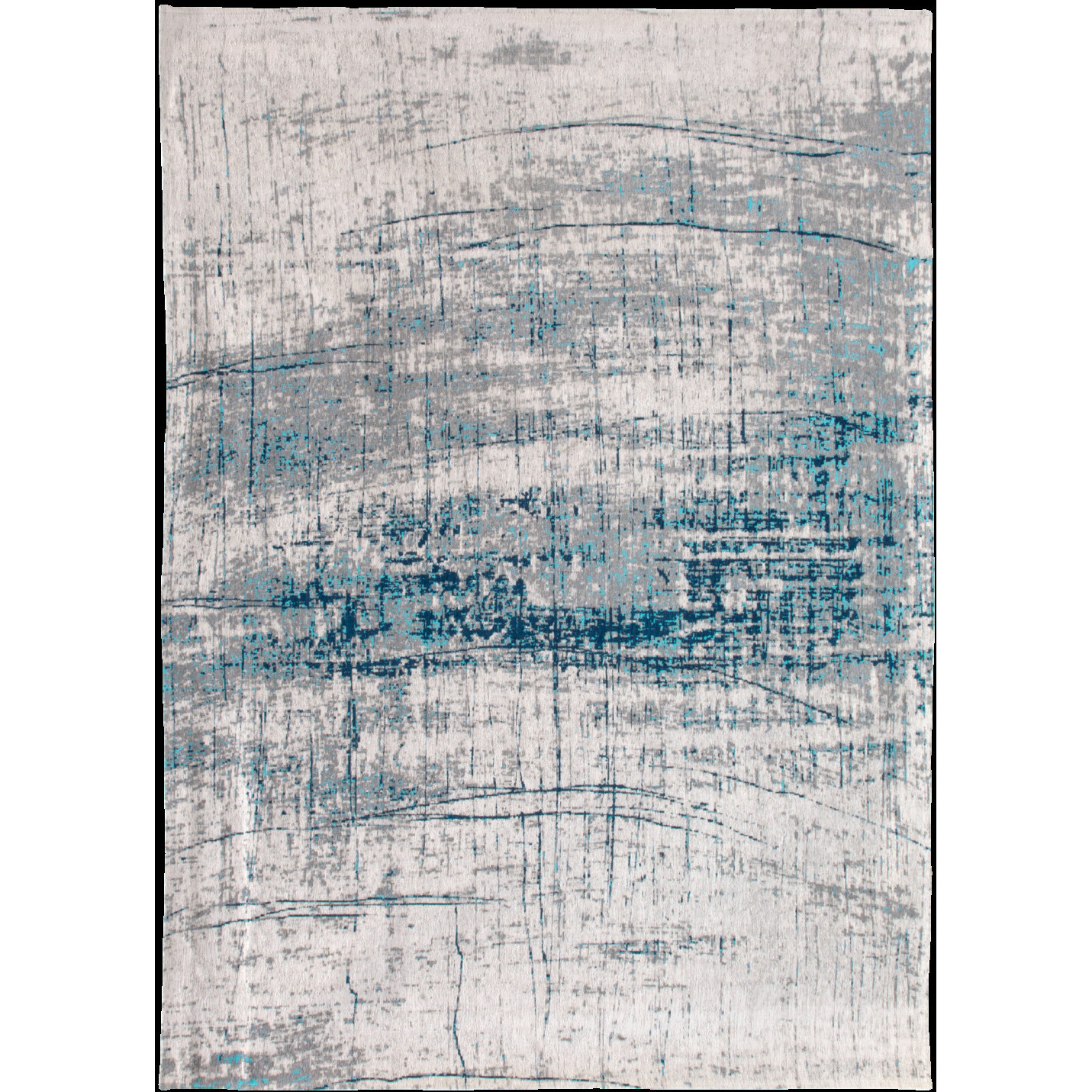 5' X 7' Blue and Gray Abstract Non Skid Area Rug