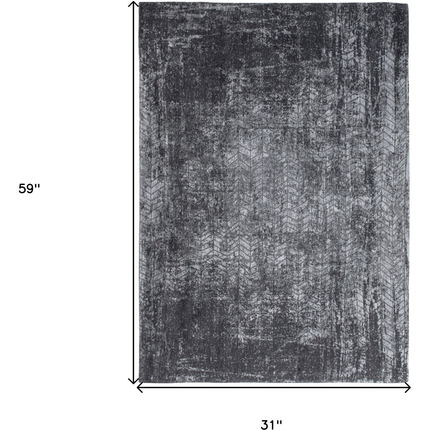 3' X 5' Black and Gray Chevron Non Skid Area Rug