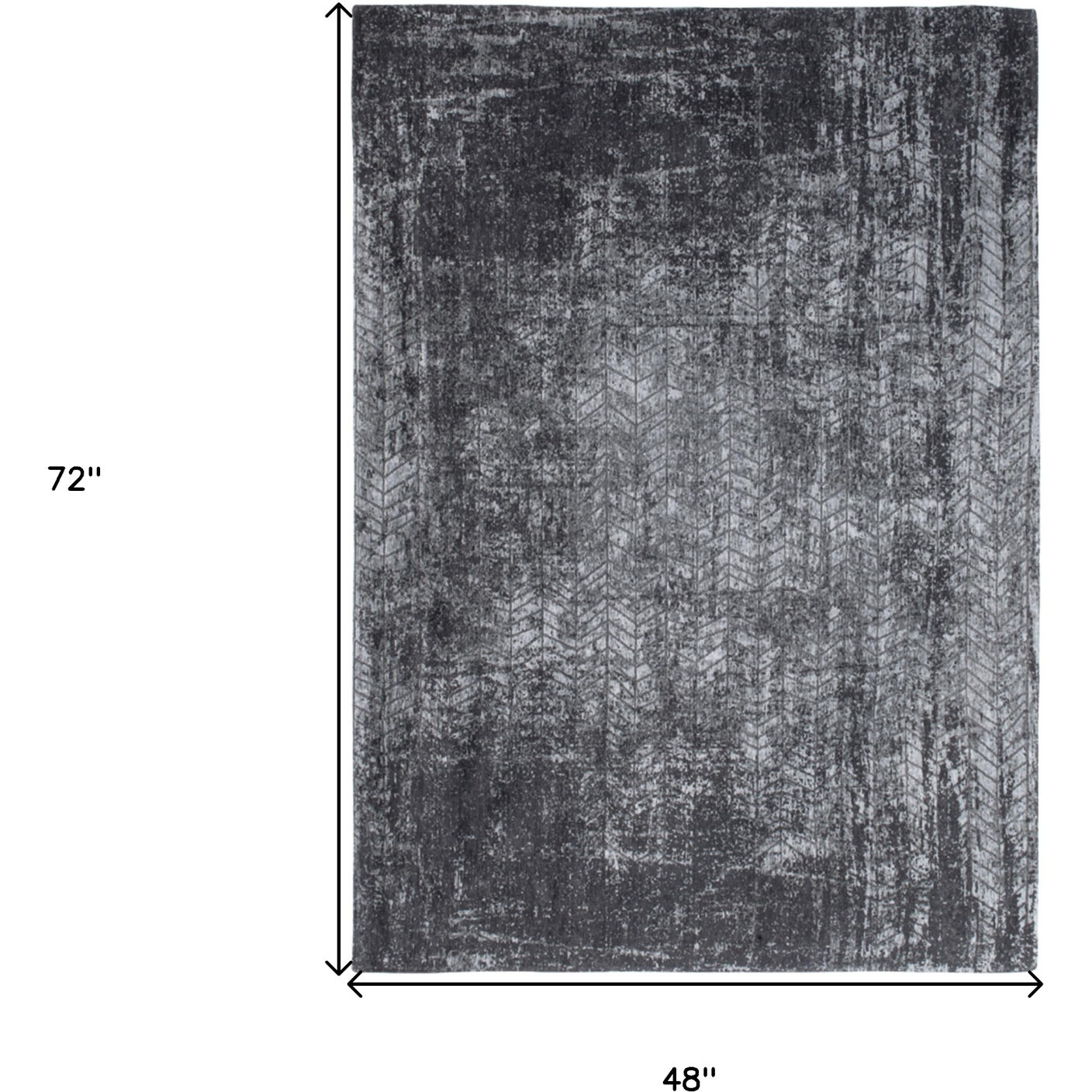 5' X 7' Black and Gray Chevron Non Skid Area Rug