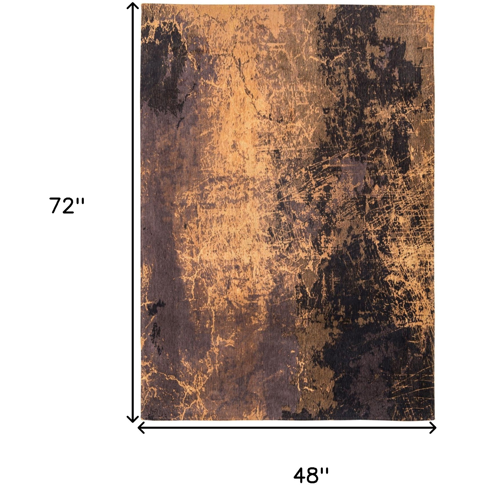 5' X 7' Yellow and Brown Abstract Non Skid Area Rug