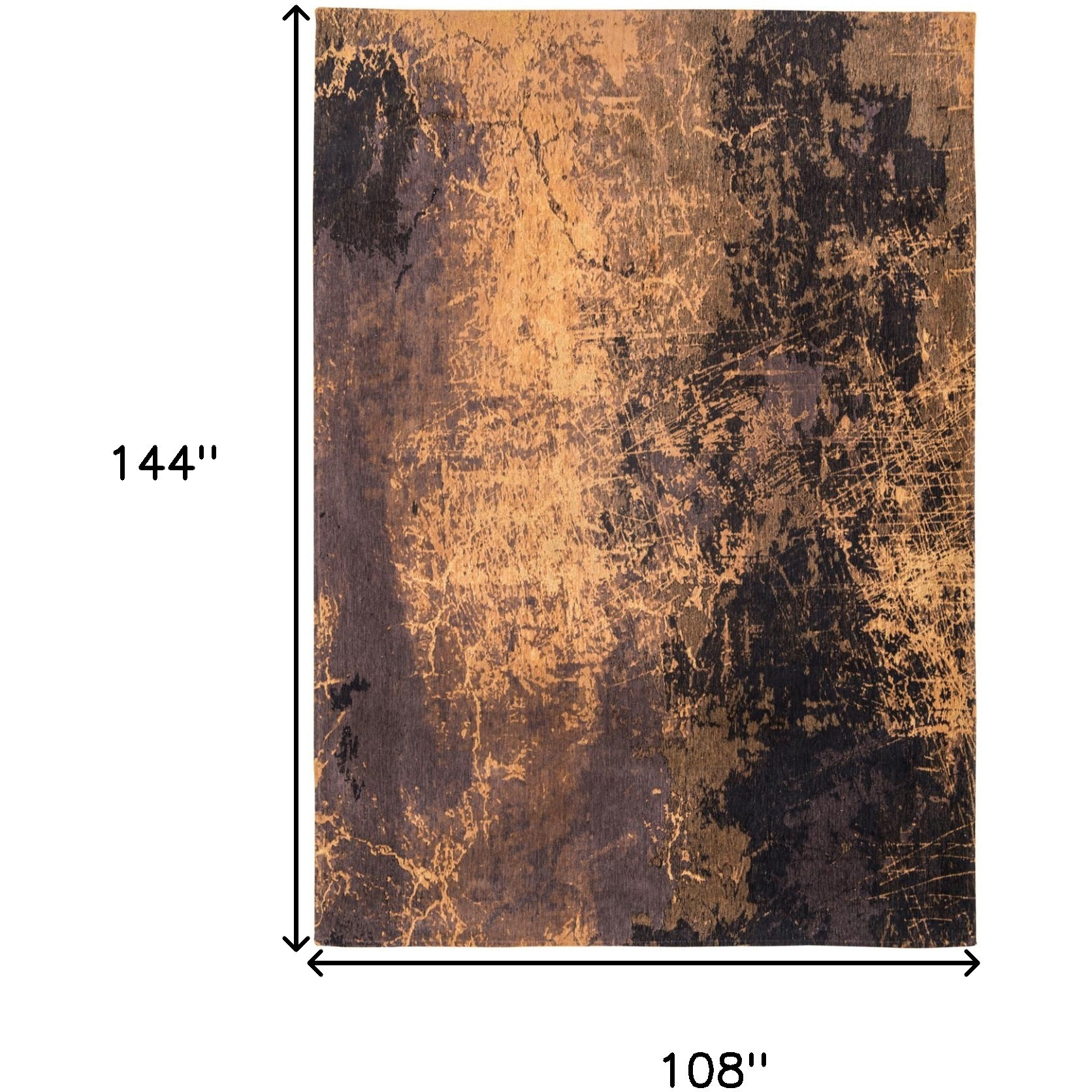 9' X 13' Yellow and Brown Abstract Non Skid Area Rug