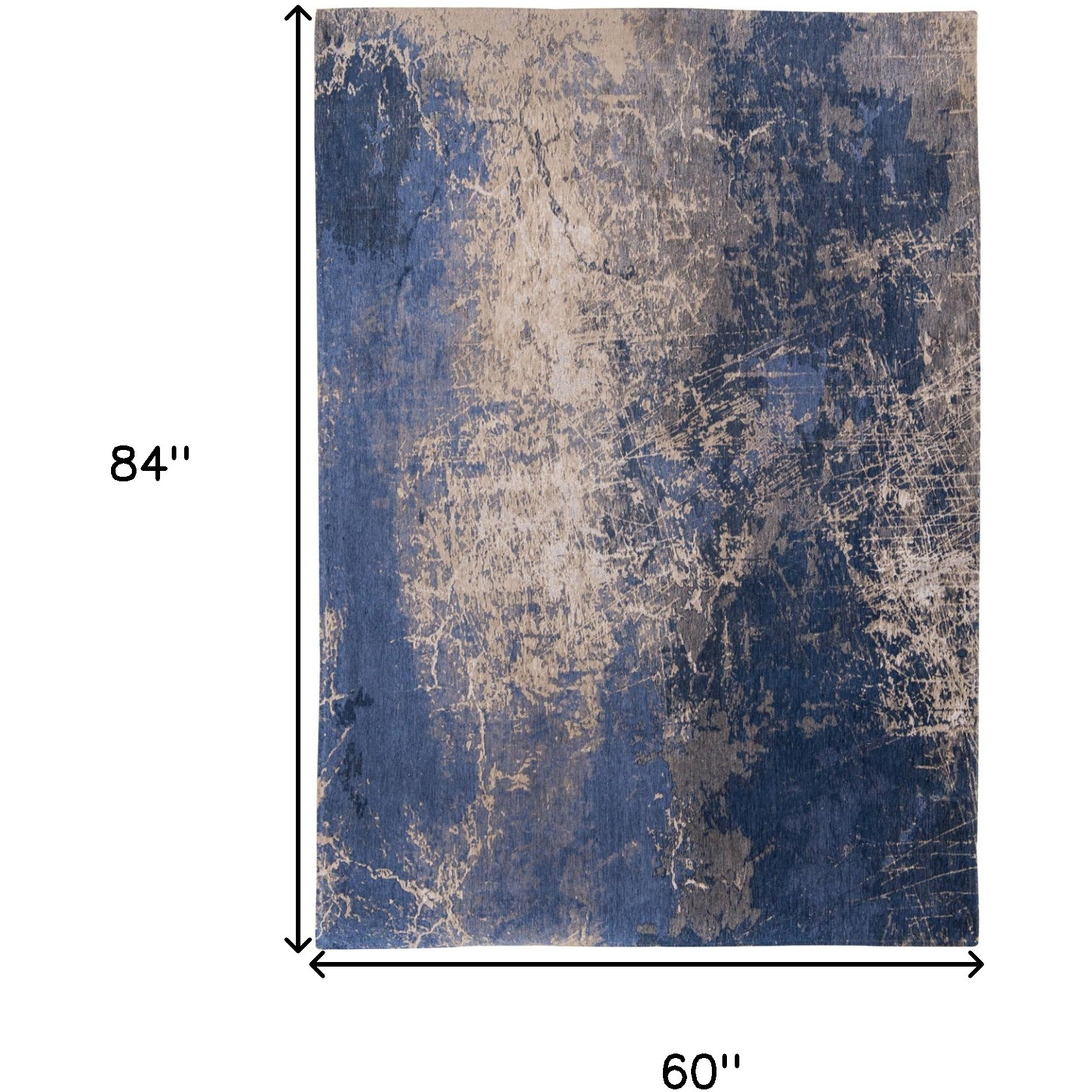 6' X 8' Blue and Gray Abstract Non Skid Area Rug