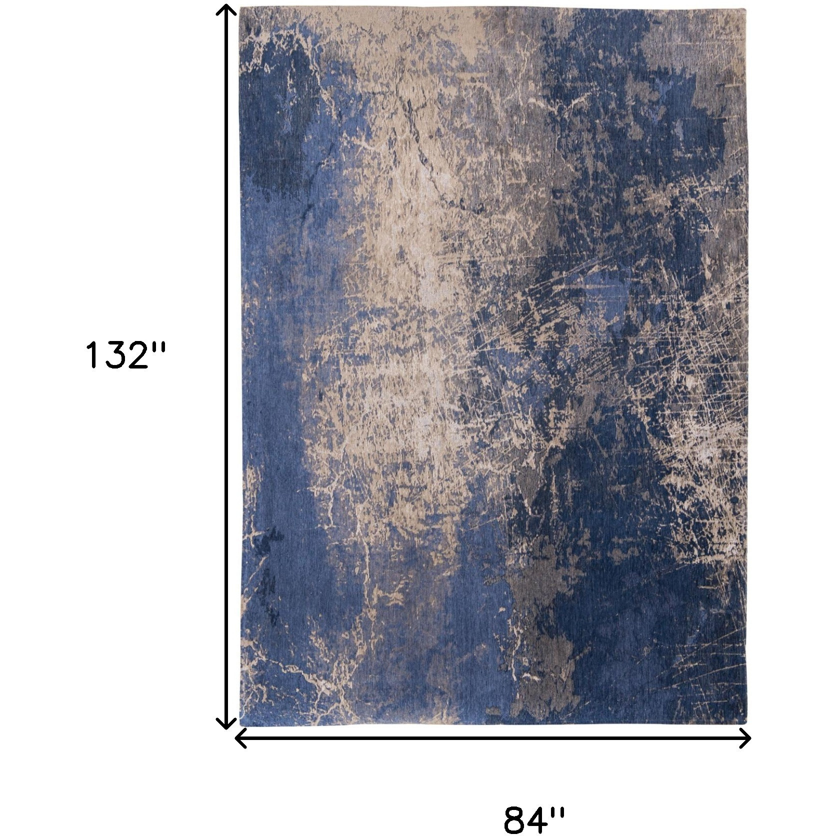 8' X 11' Blue and Gray Abstract Non Skid Area Rug