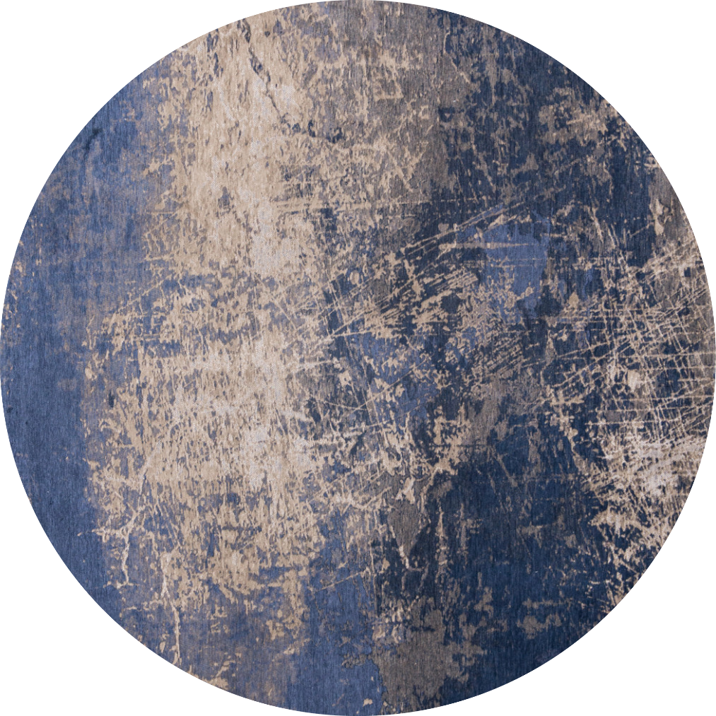5' Blue and Gray Round Abstract Non Skid Area Rug