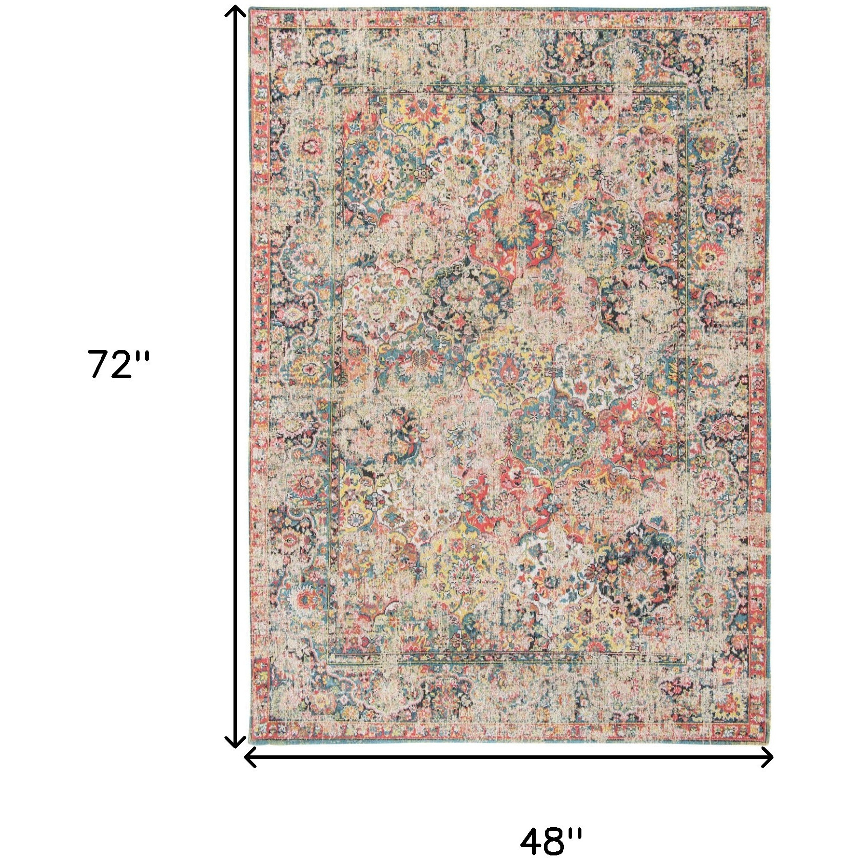 5' X 7' Red Oriental Non Skid Area Rug